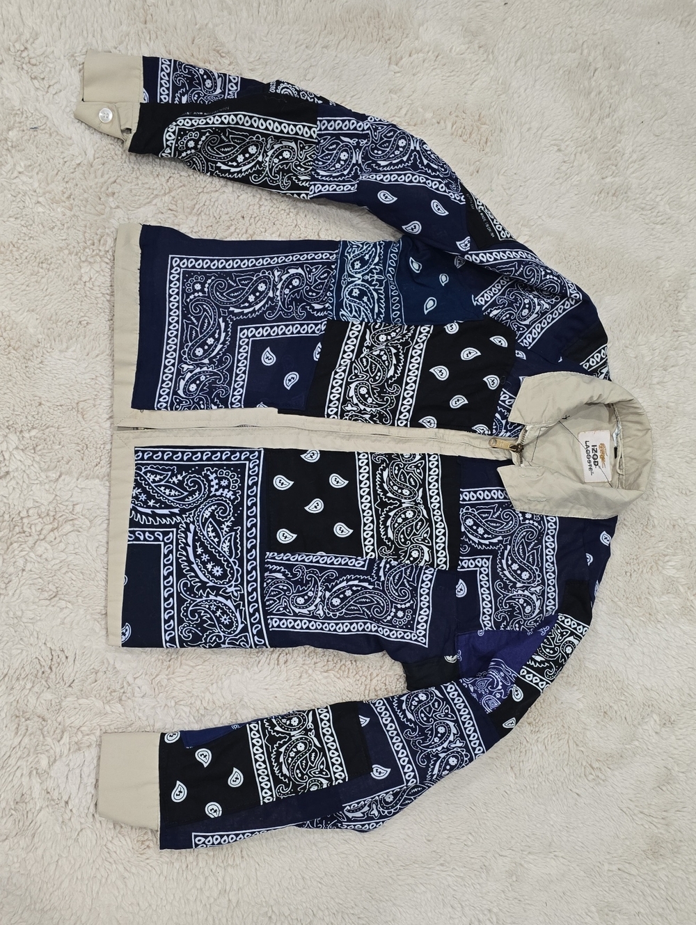 Izod Navy Bandana Print Raincoat with Beige Trim